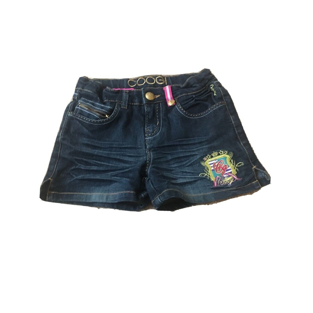 Coogi Girls Blue Denim Jean Shorts Pockets Button & Zip Size 6X